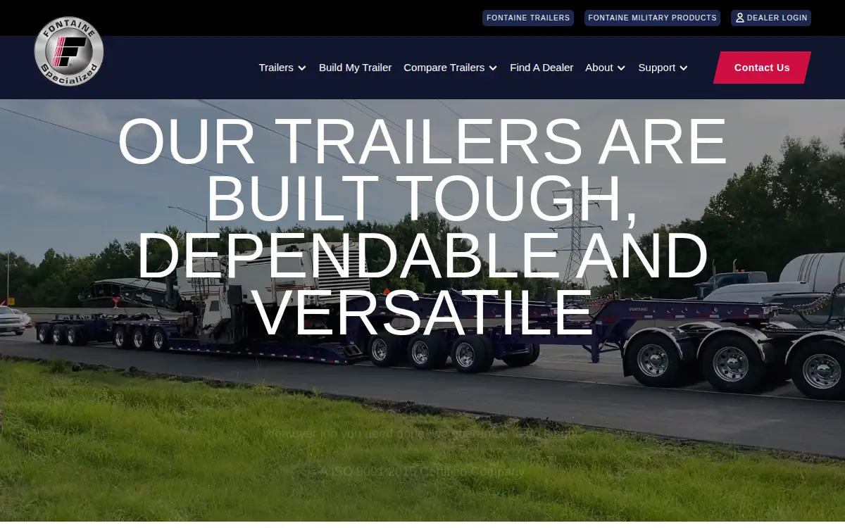 Homepage of Fontaine Commercial Trailer, INC.