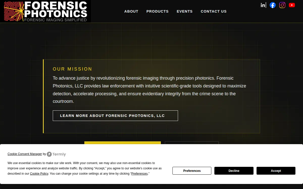 Homepage of Forensic Photonics LLC