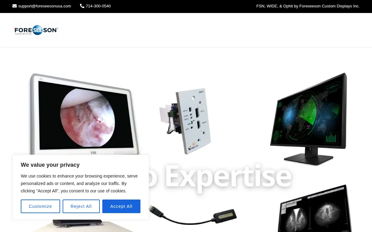 Homepage of Foreseeson Custom Displays, INC