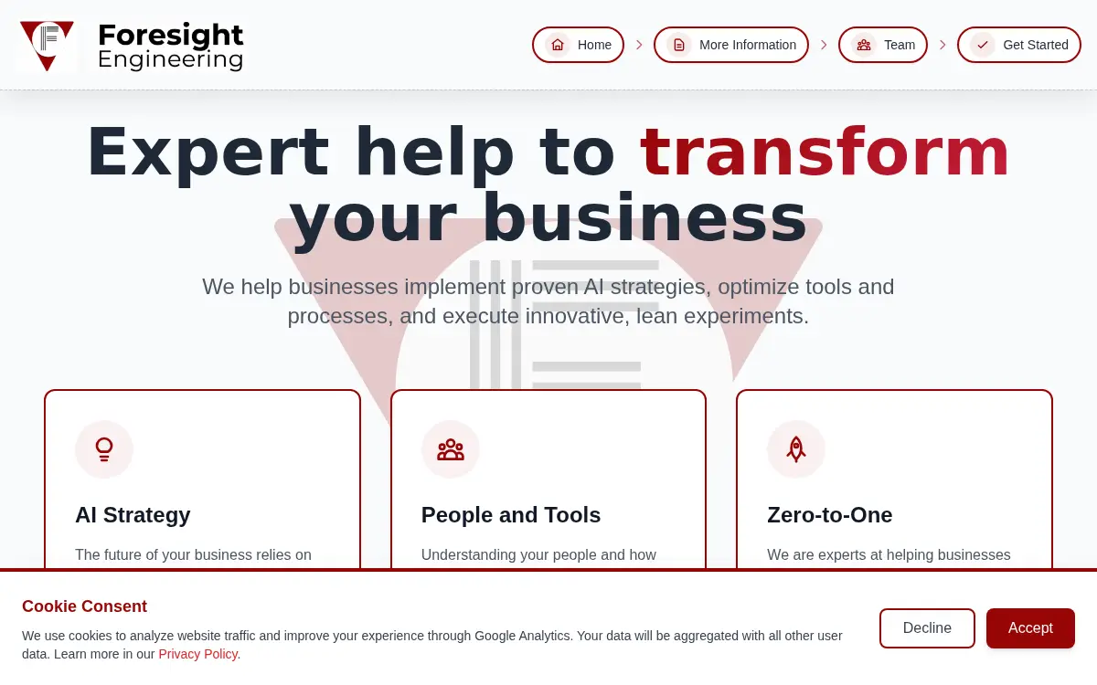 Homepage of Foresight Engineering, LLC