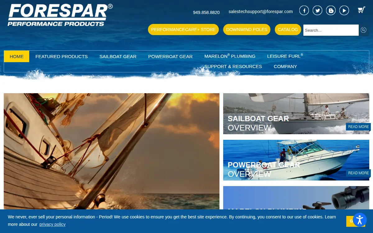 Homepage of Forespar Products CORP