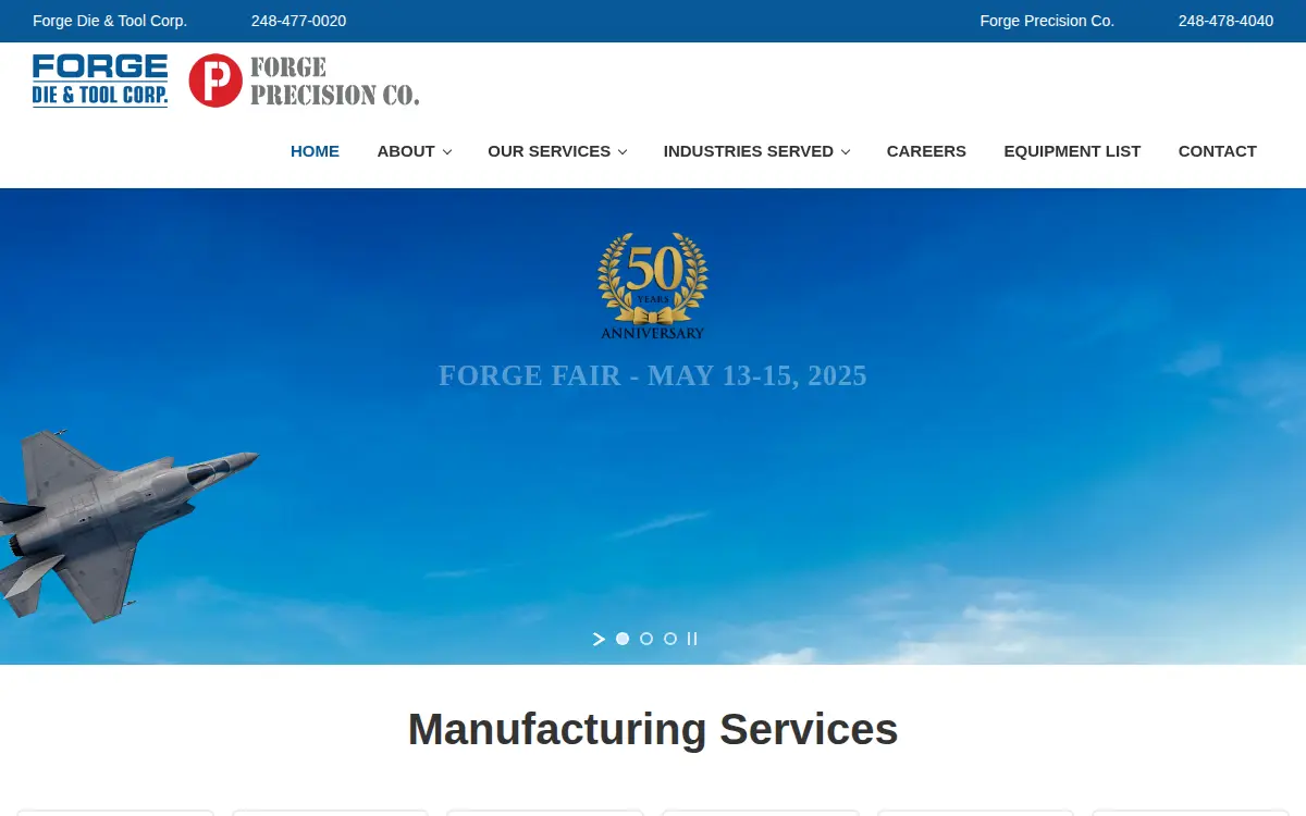 Homepage of Forge Precision CO