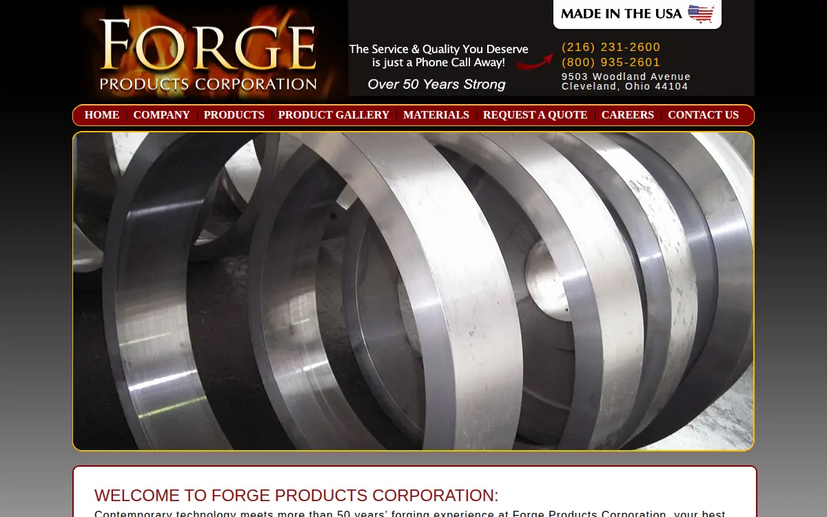 Homepage of Forge Products CORP