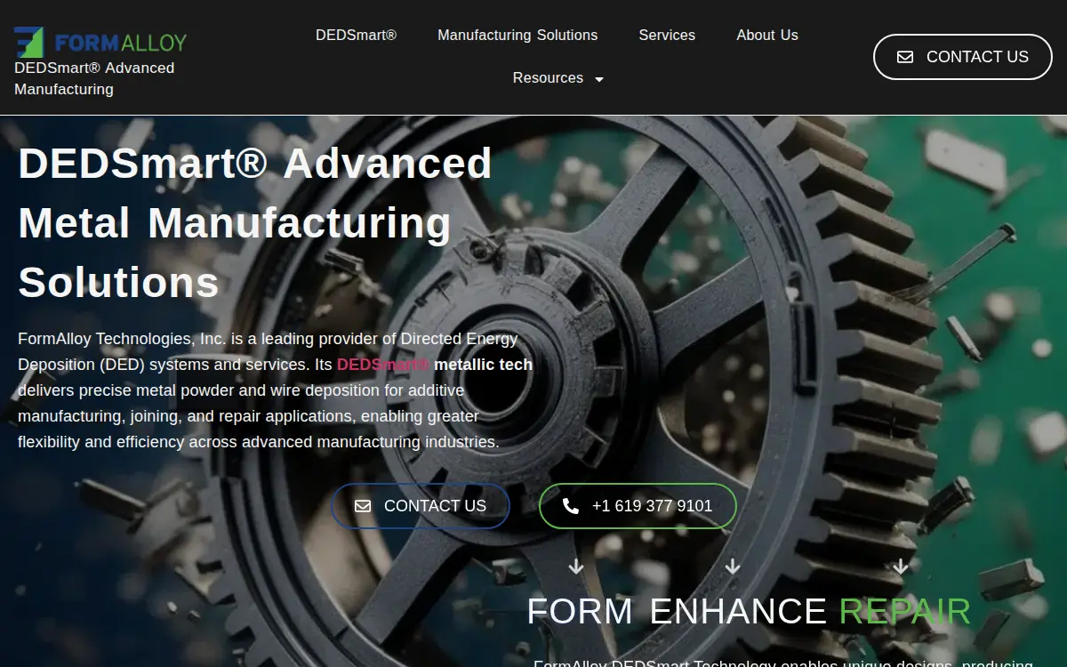 Homepage of Formalloy Technologies, INC