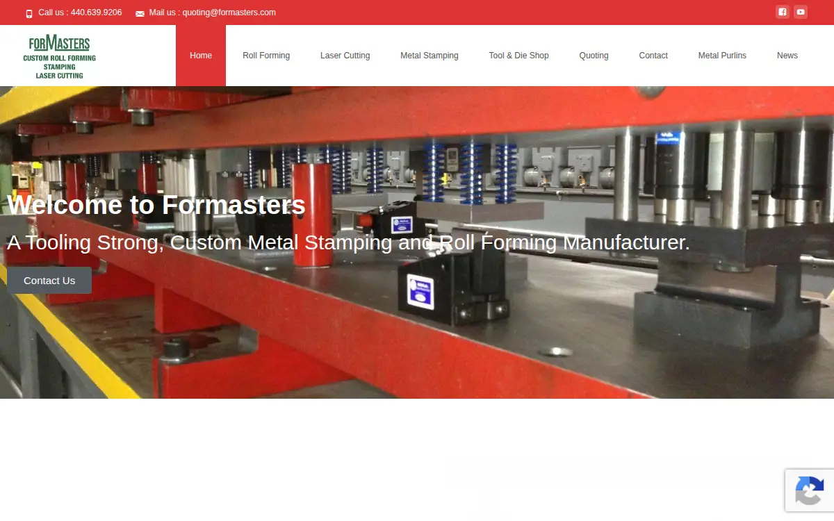 Homepage of Formasters Corporation