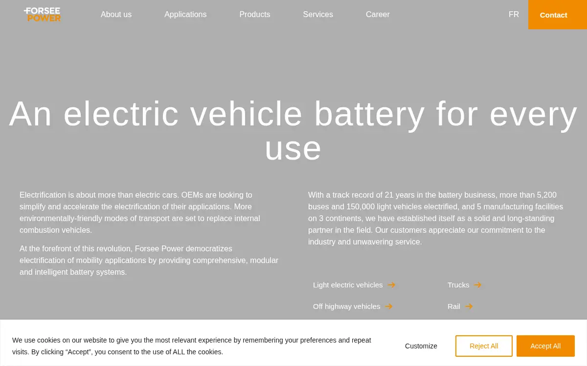 Homepage of Forsee Power INC