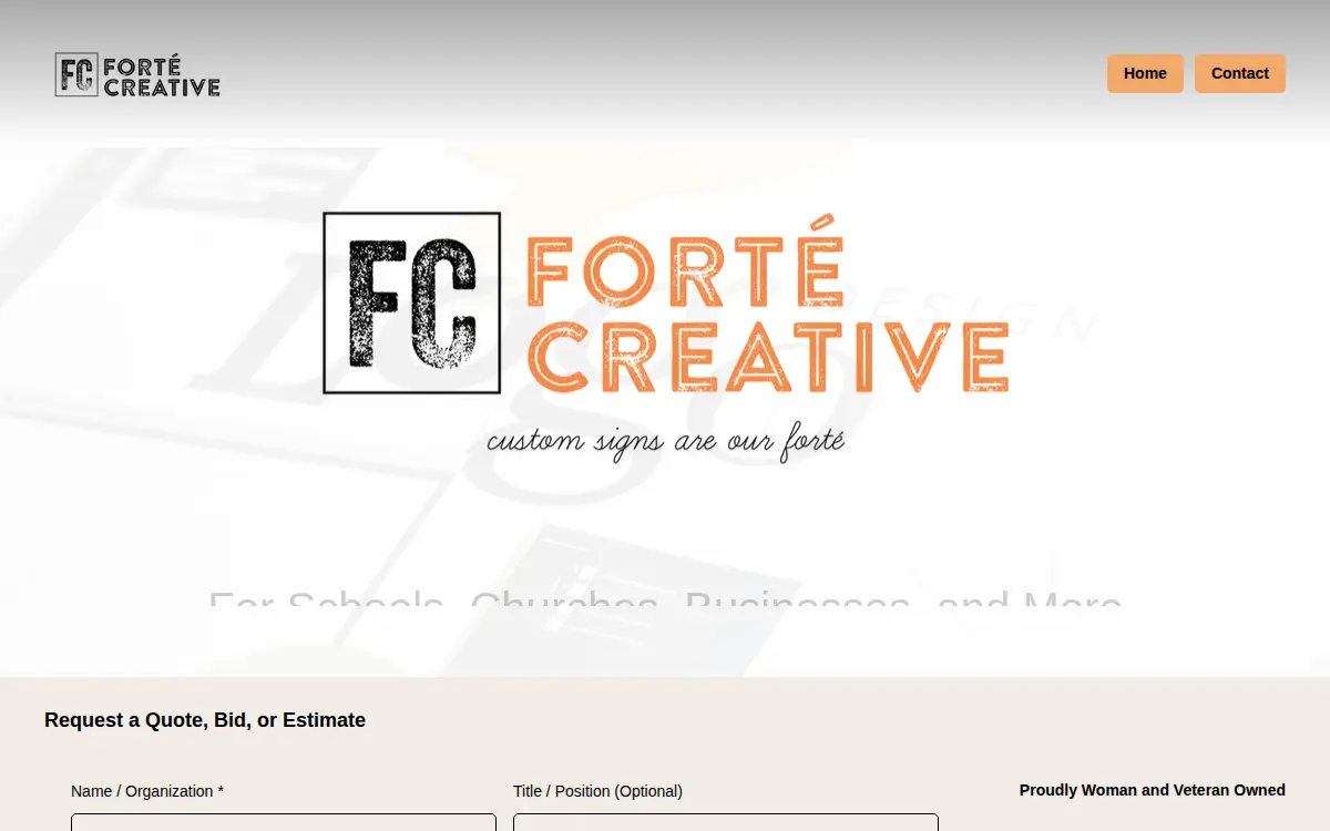 Homepage of Forte Creative LLC