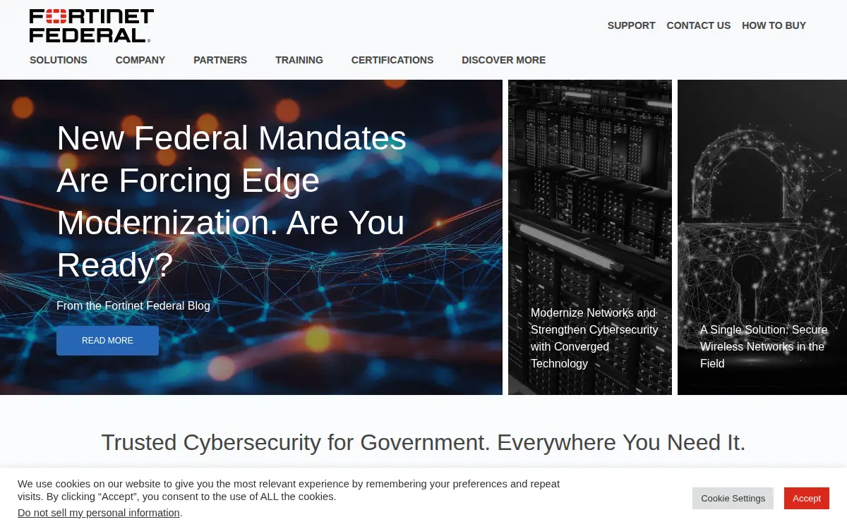 Homepage of Fortinet Federal INC