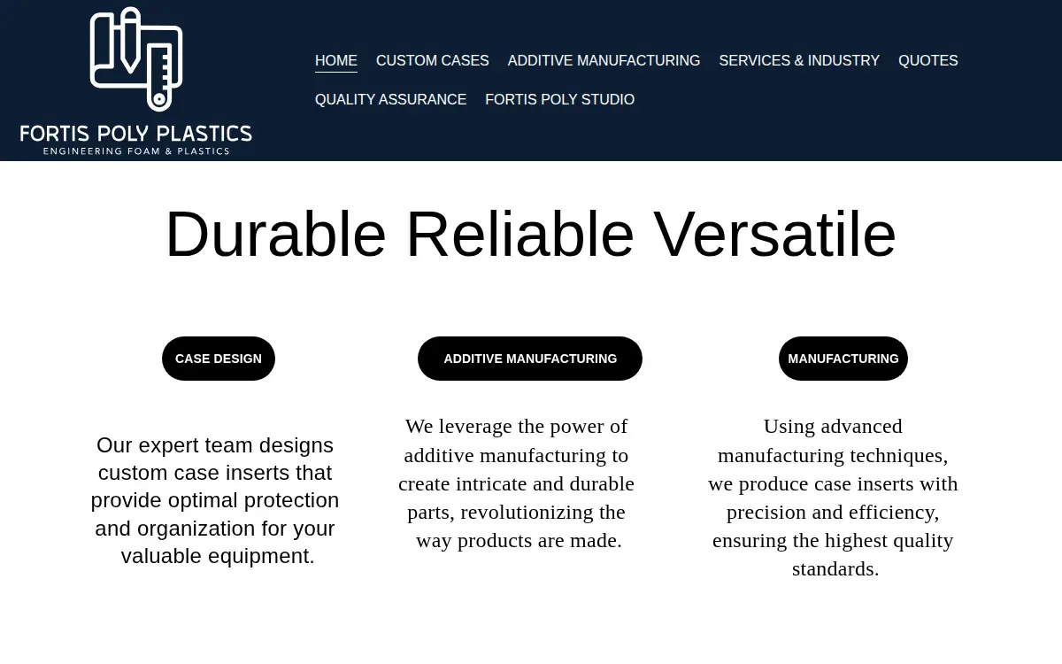 Homepage of Fortis Poly Plastics LLC