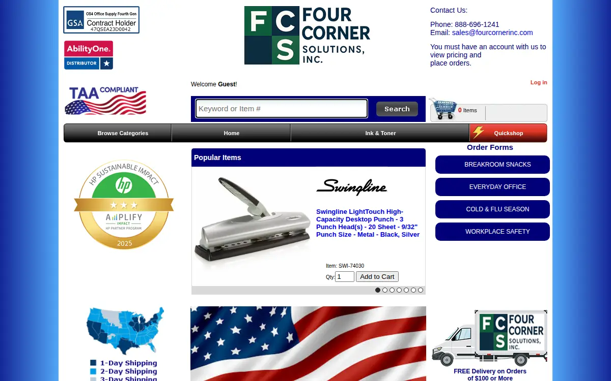 Homepage of Four Corner Solutions, INC
