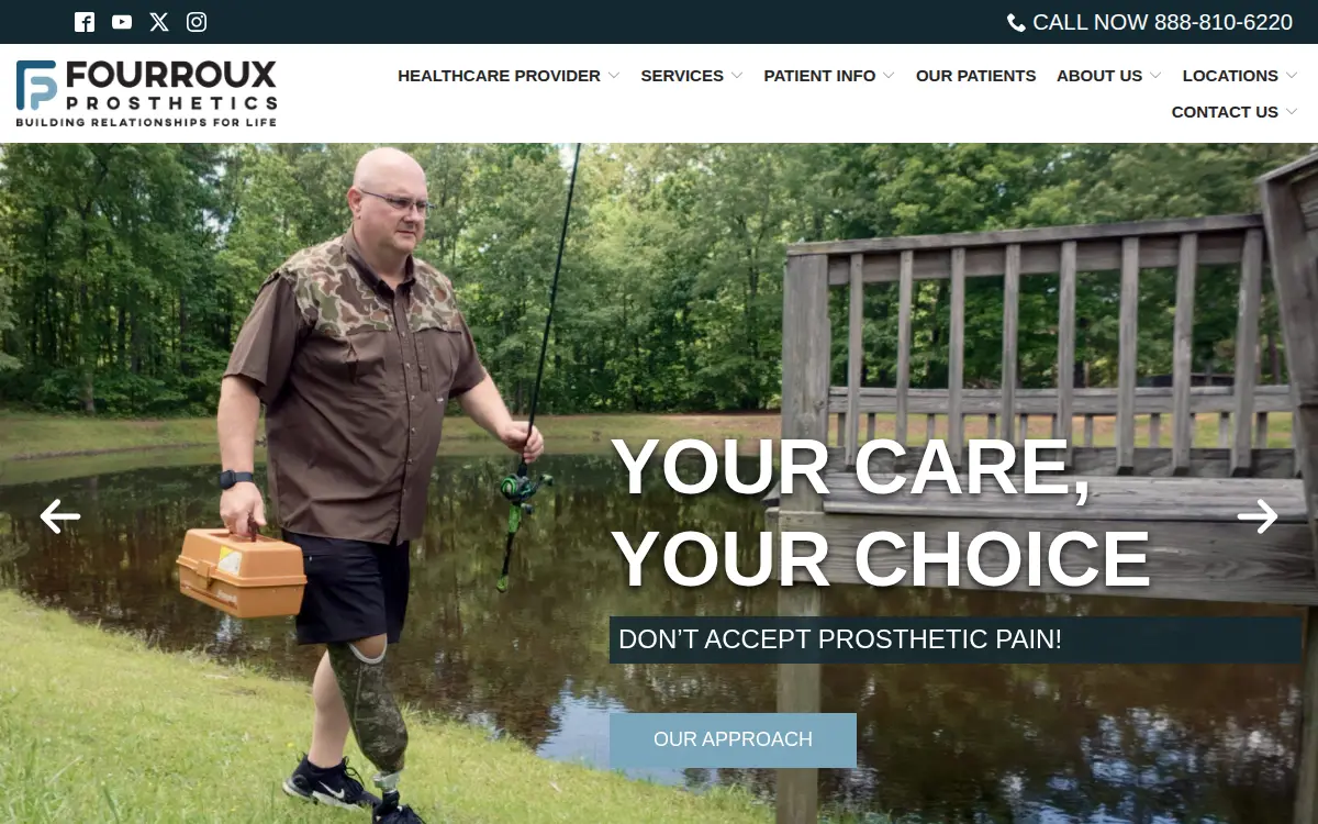 Homepage of Fourroux Prosthetics, INC.