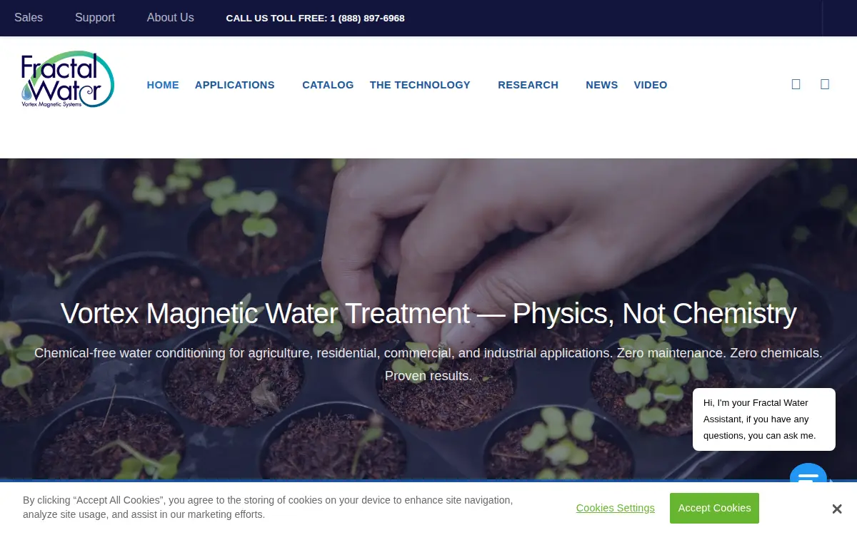 Homepage of Fractal Water, LLC