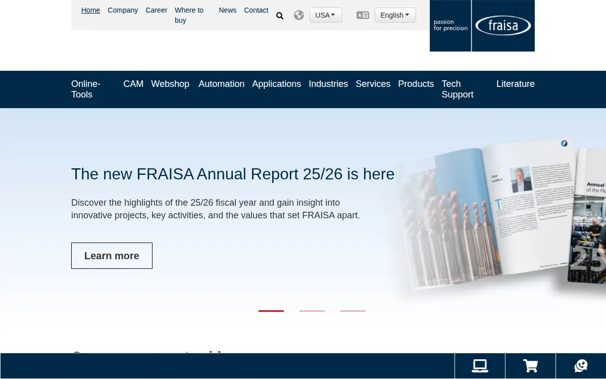Homepage of Fraisa Usa, INC.