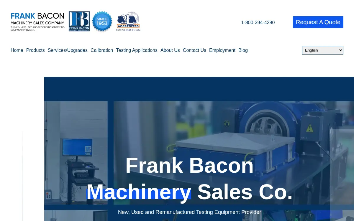 Homepage of Frank Bacon Machinery Sales CO