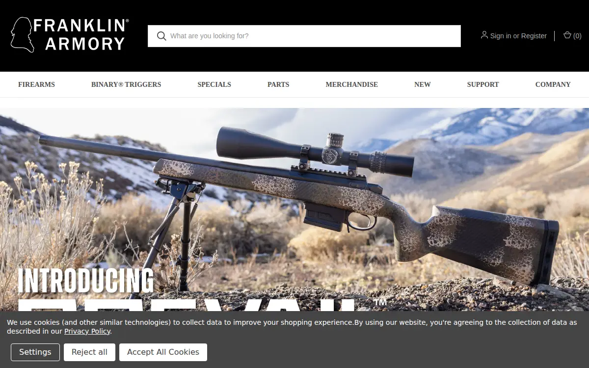 Homepage of Franklin Armory, INC.