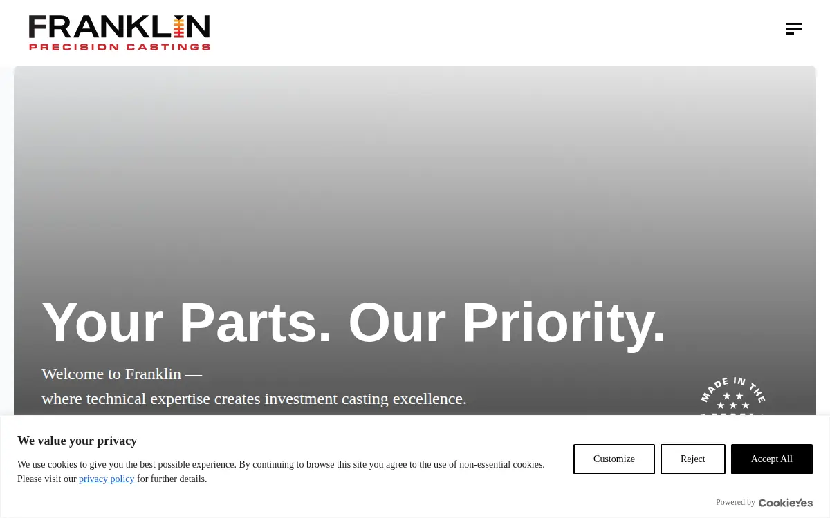 Homepage of Franklin Bronze Precision Components, LLC