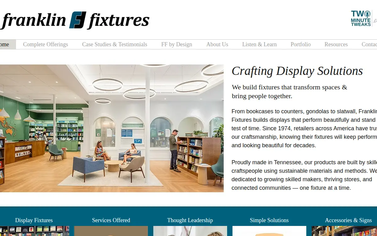 Homepage of Franklin Fixtures, LLC
