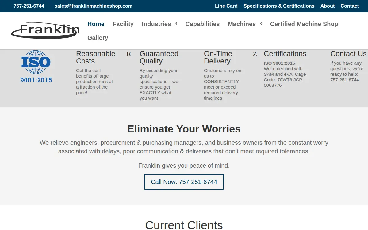 Homepage of Franklin Machine Shop, INC.