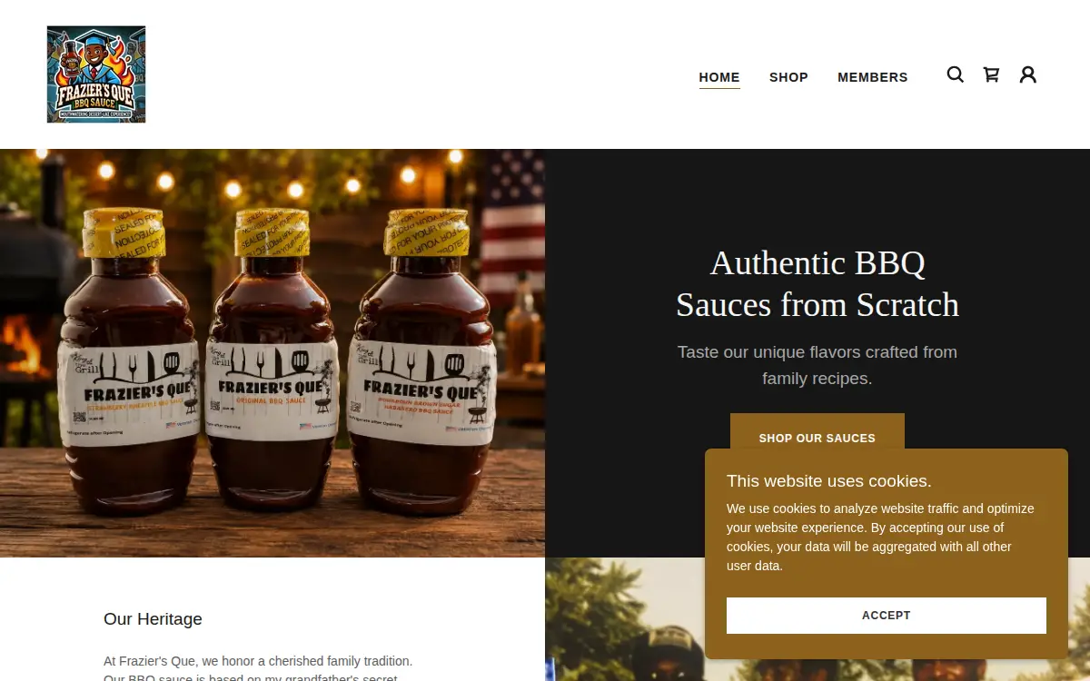 Homepage of Frazier's Que LLC