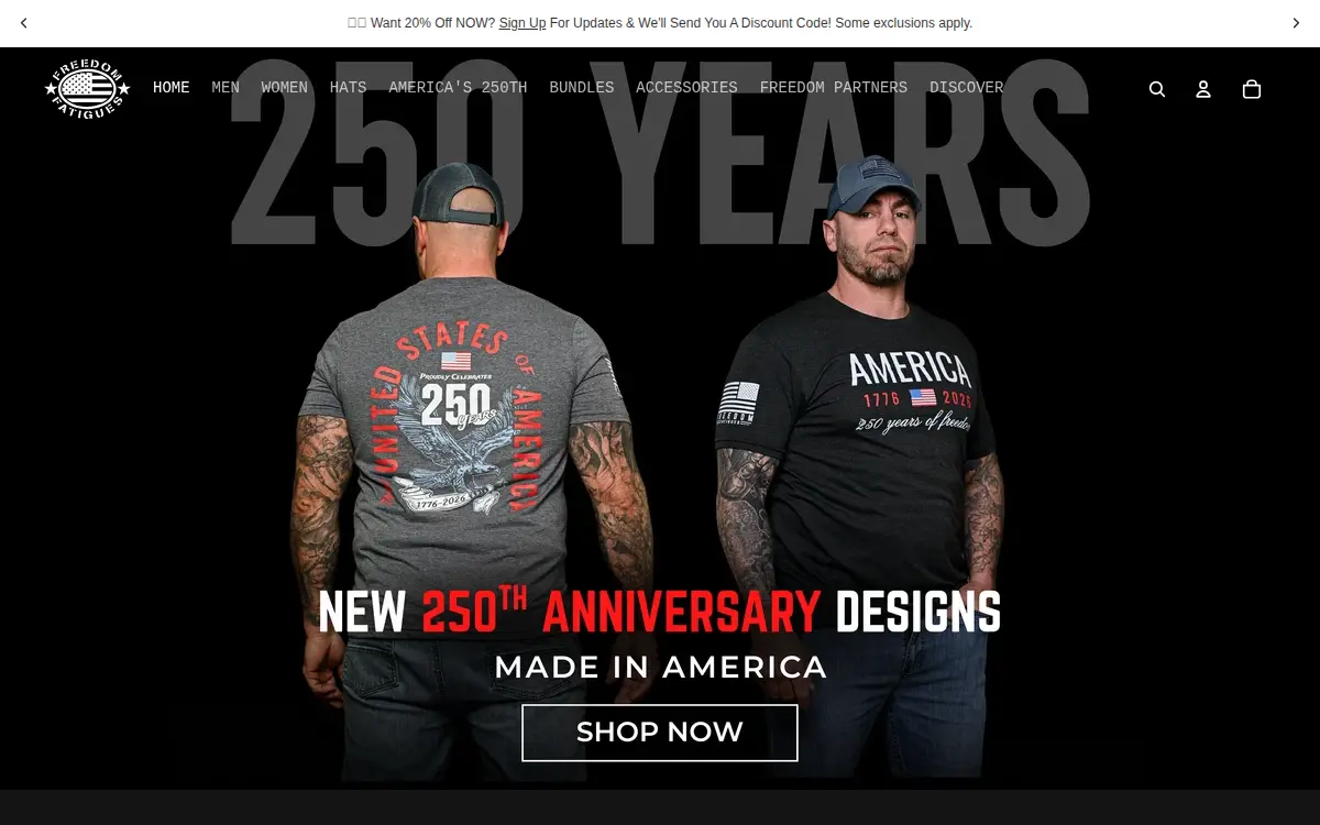 Homepage of Freedom Fatigues LLC