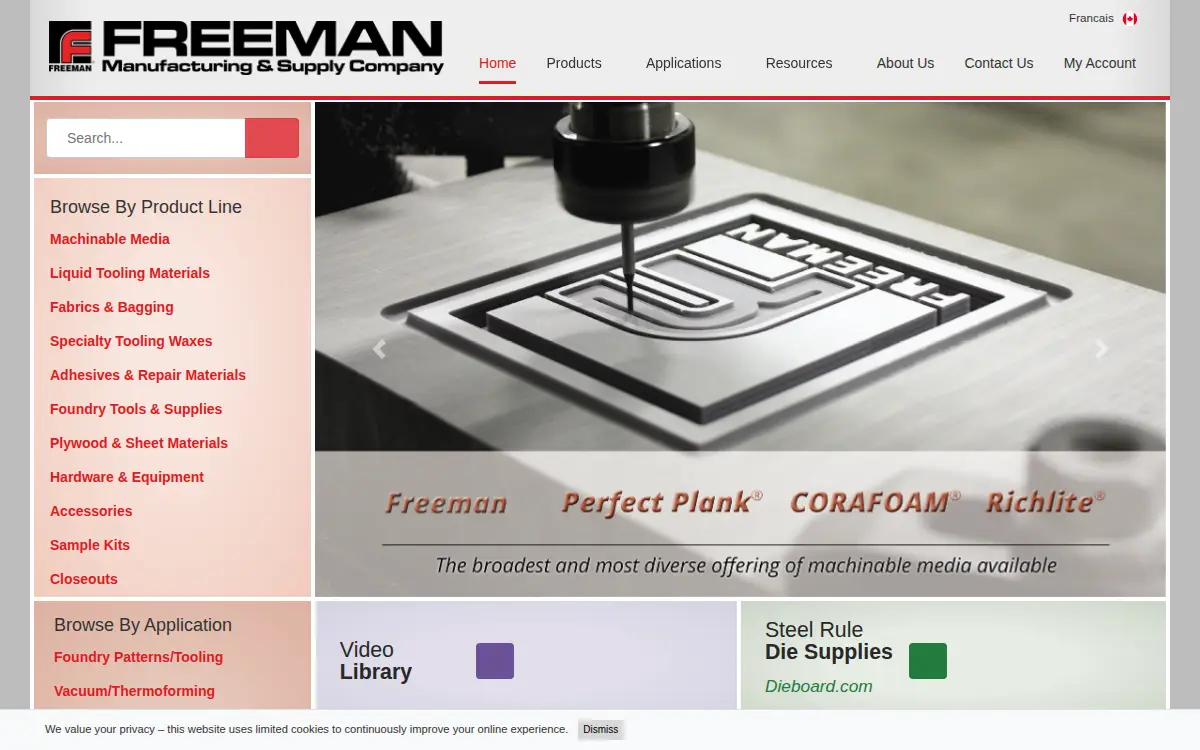 Homepage of Freeman Manufacturing & Supply CO