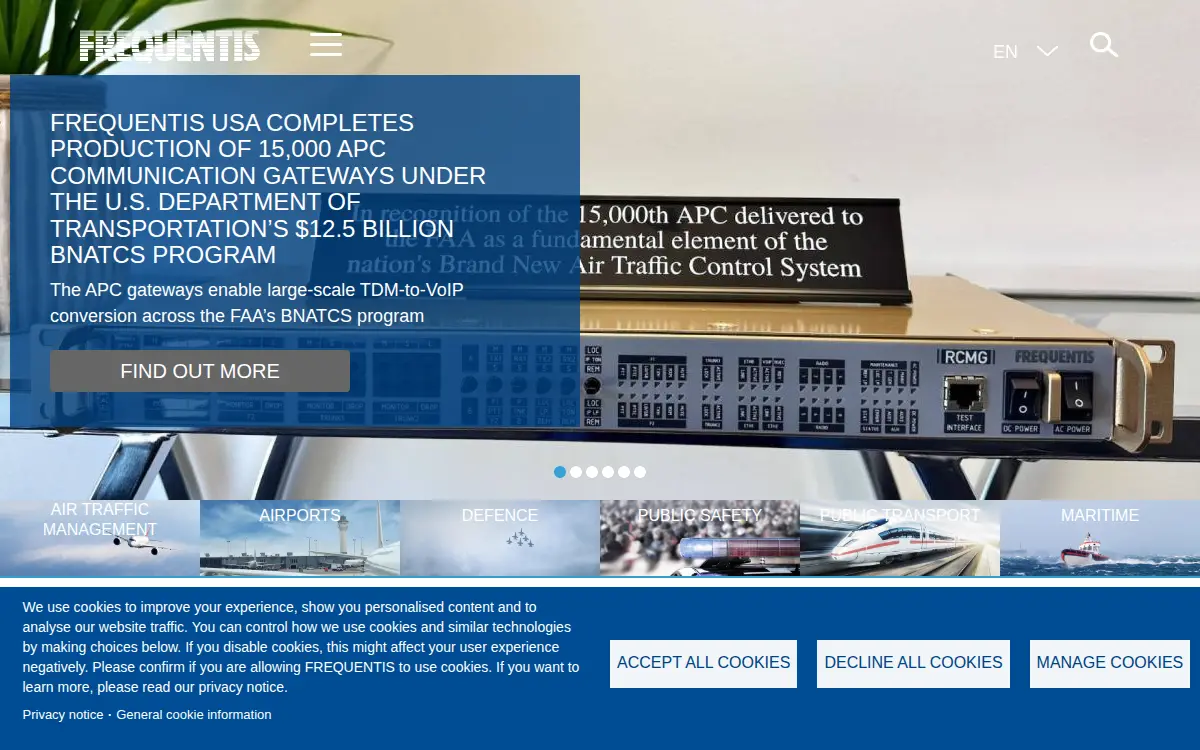 Homepage of Frequentis Usa, INC