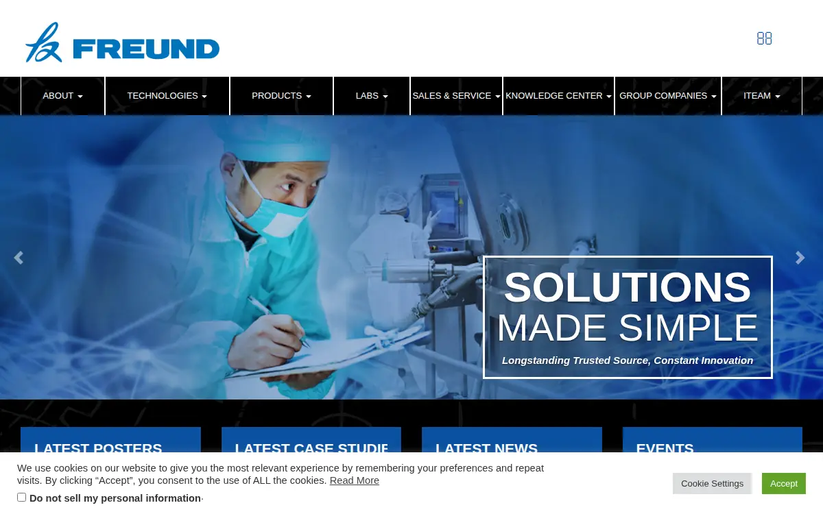 Homepage of Freund INC.