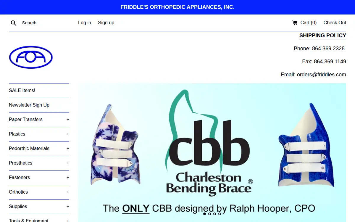 Homepage of Friddle's Orthopedic Appliances, INC.