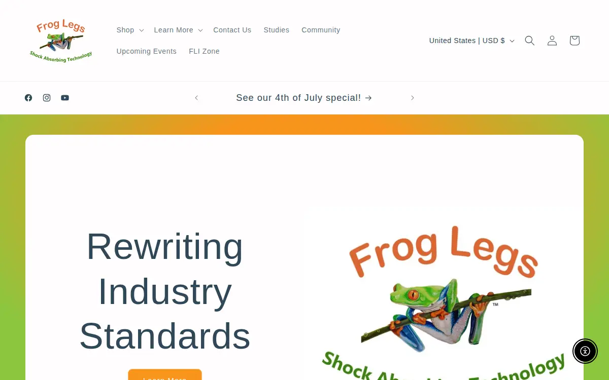 Homepage of Frog Legs, INC.