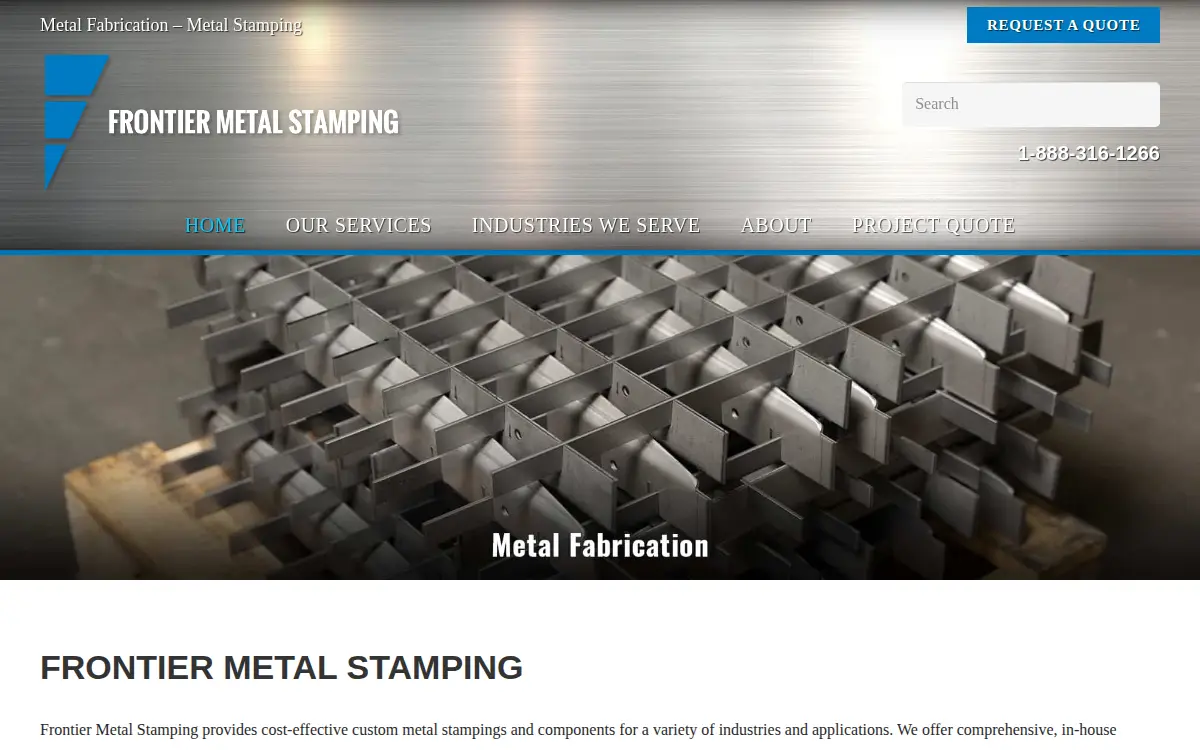 Homepage of Frontier Metal Stamping, INC.