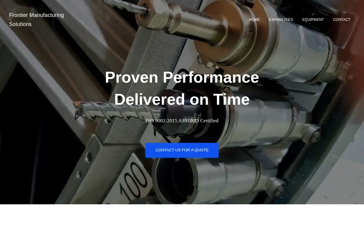 Homepage of Frontier Manufacturing Solutions, LLC