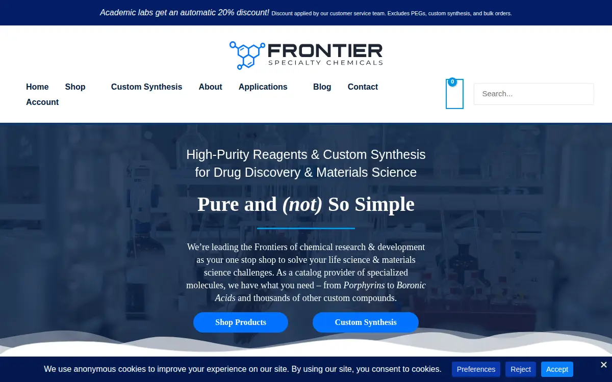 Homepage of Frontier Specialty Chemicals INC.