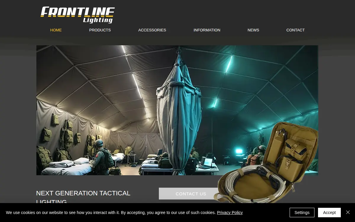 Homepage of Frontline Lighting LLC
