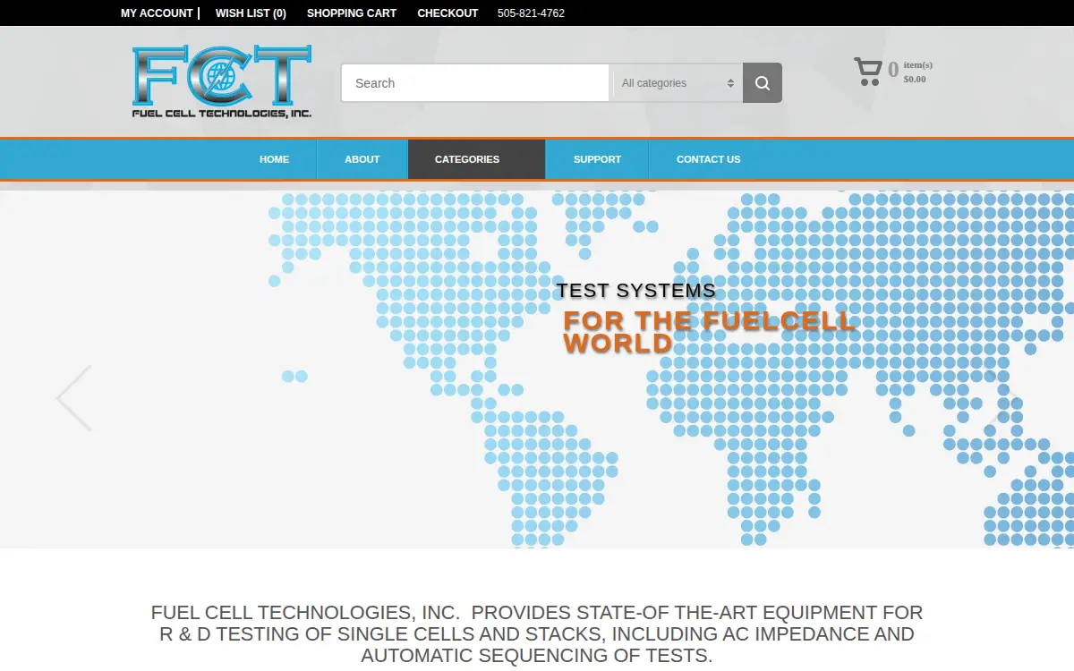 Homepage of Fuel Cell Technologies, INC.