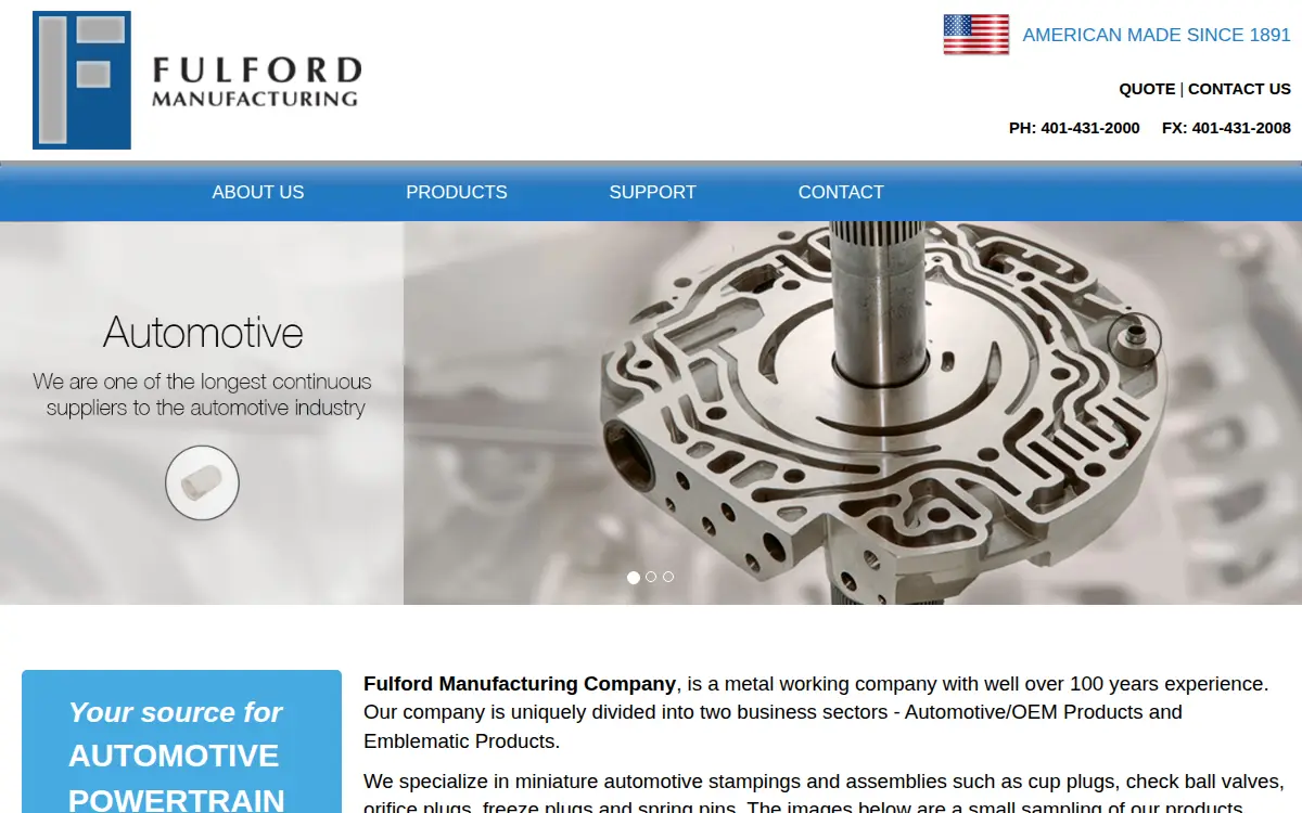 Homepage of Fulford Manufacturing Company