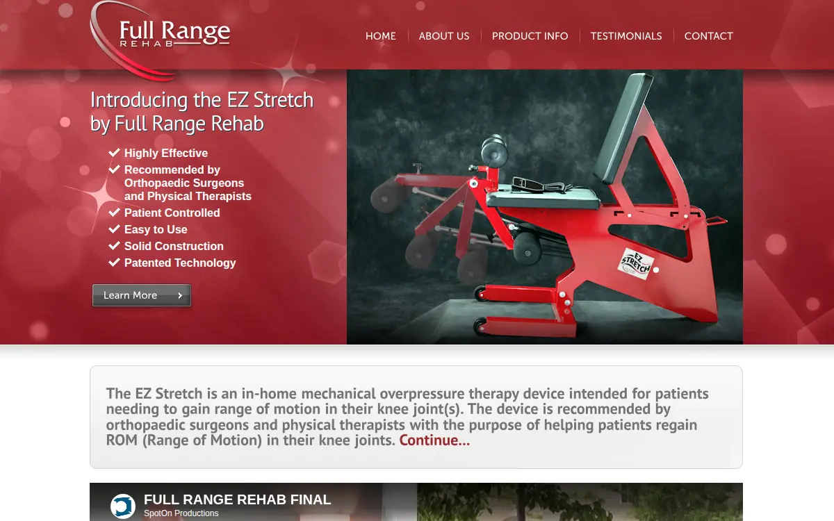 Homepage of Full Range Rehab LLC