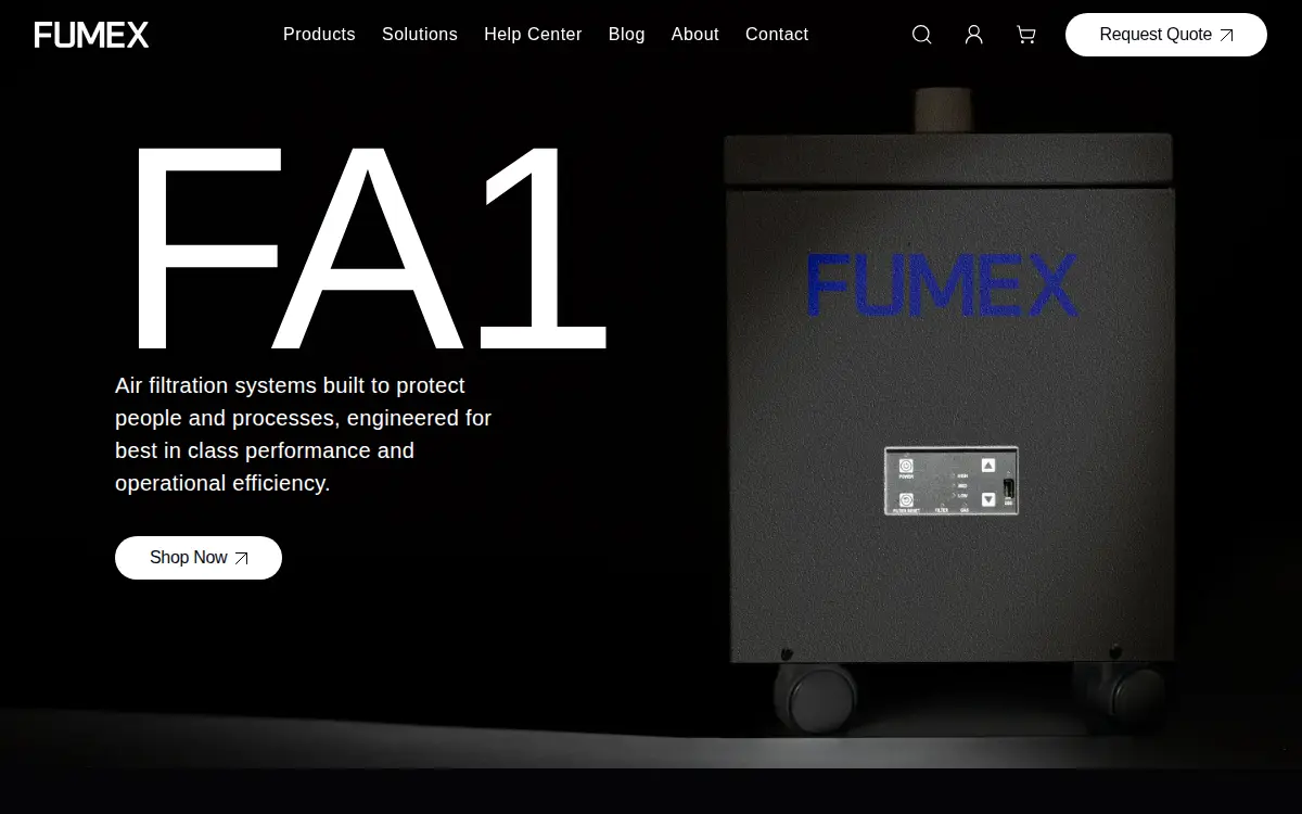 Homepage of Fumex, LLC