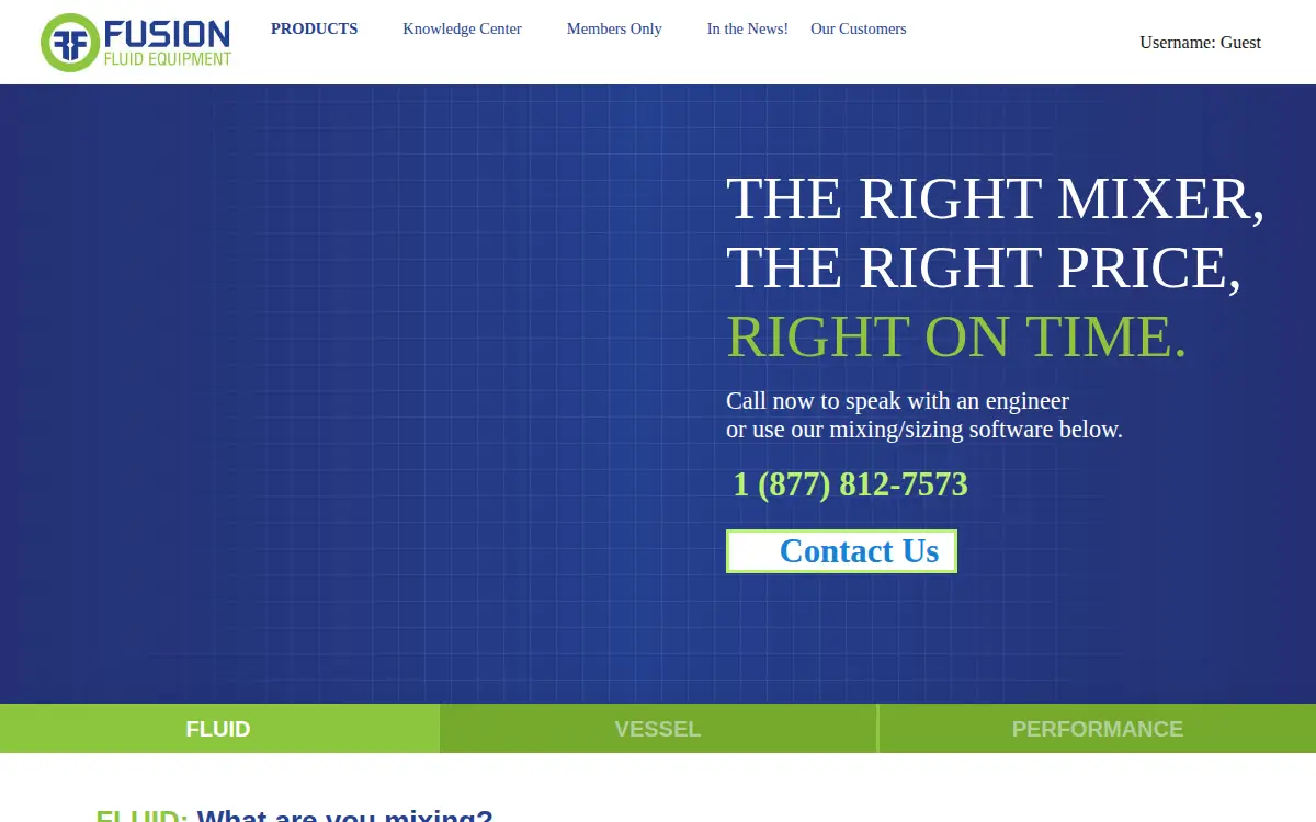 Homepage of Fusion Fluid Equipment LLC