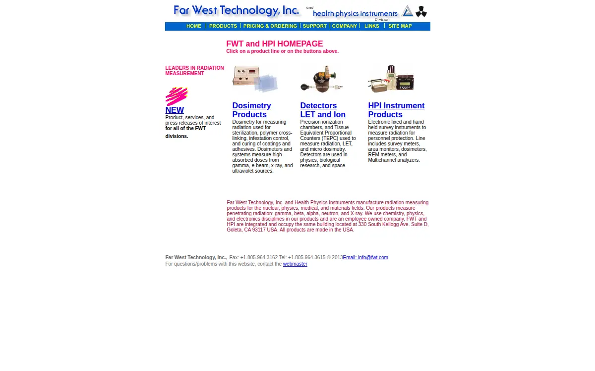 Homepage of Far West Technology INC