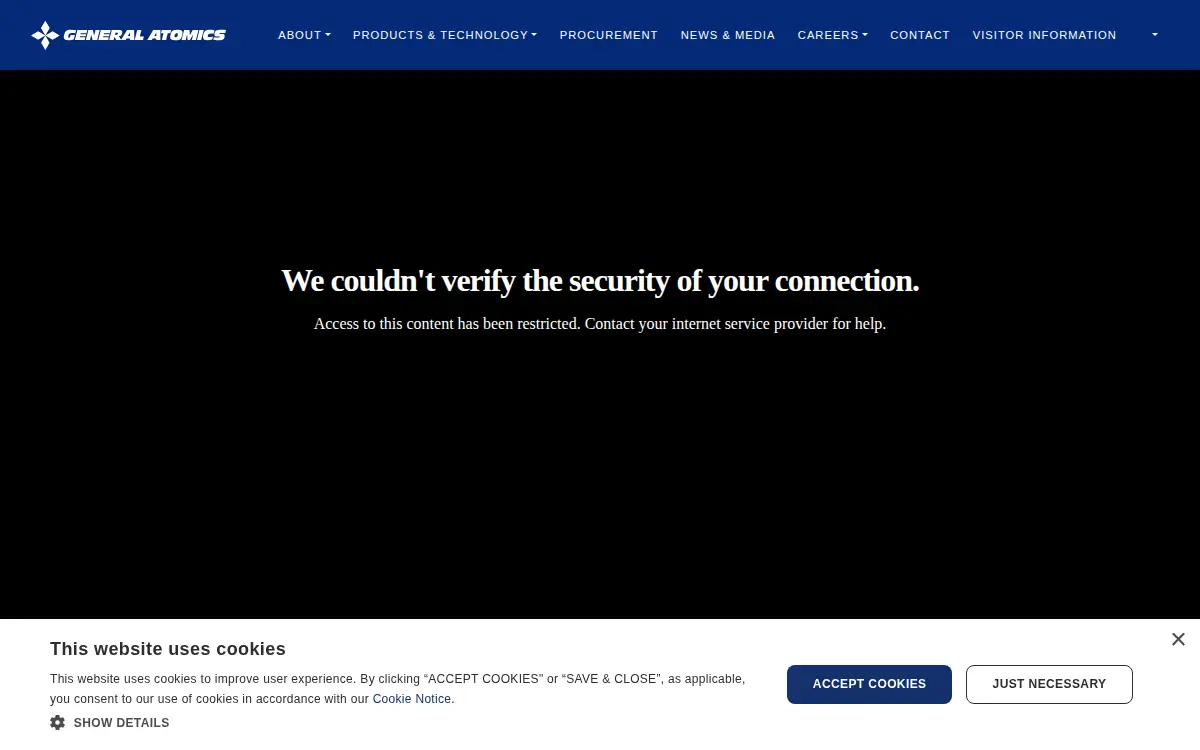 Homepage of General Atomics INC