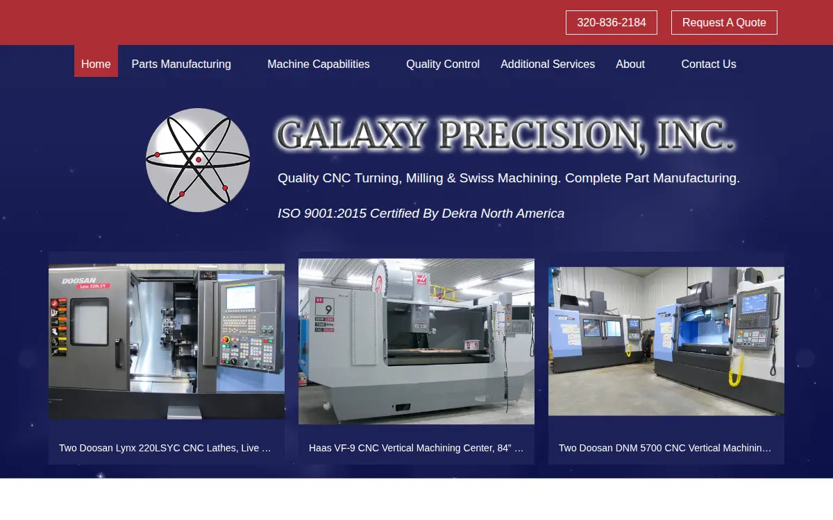 Homepage of Galaxy Precision INC.