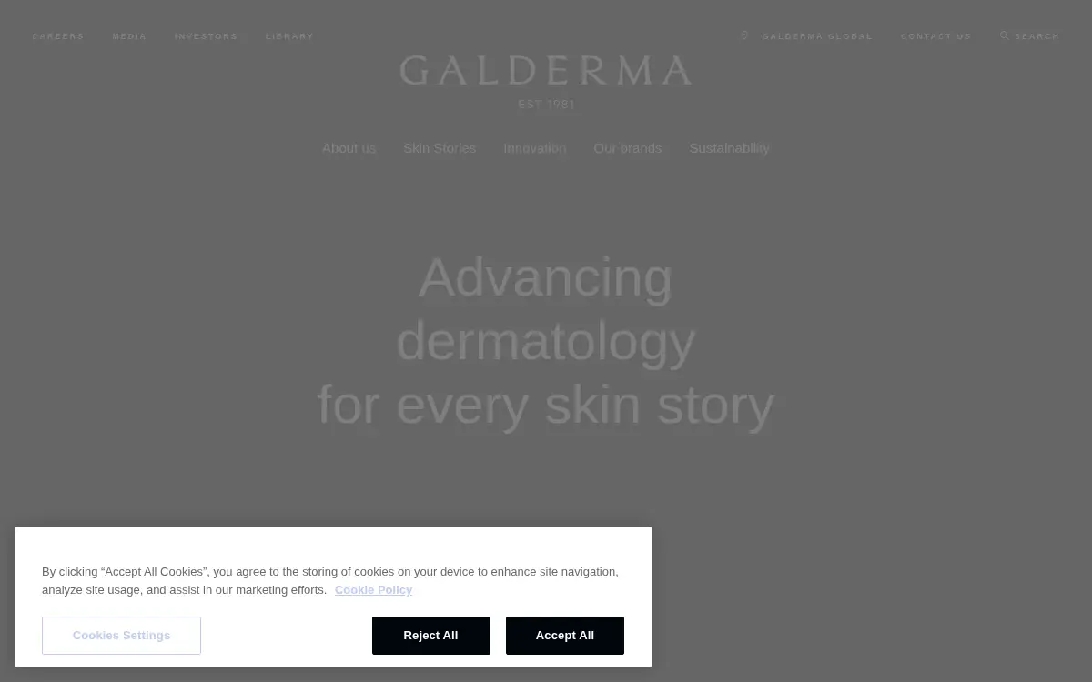 Homepage of Galderma Laboratories, L.p.