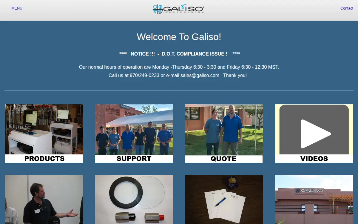 Homepage of Galiso, Incorporated