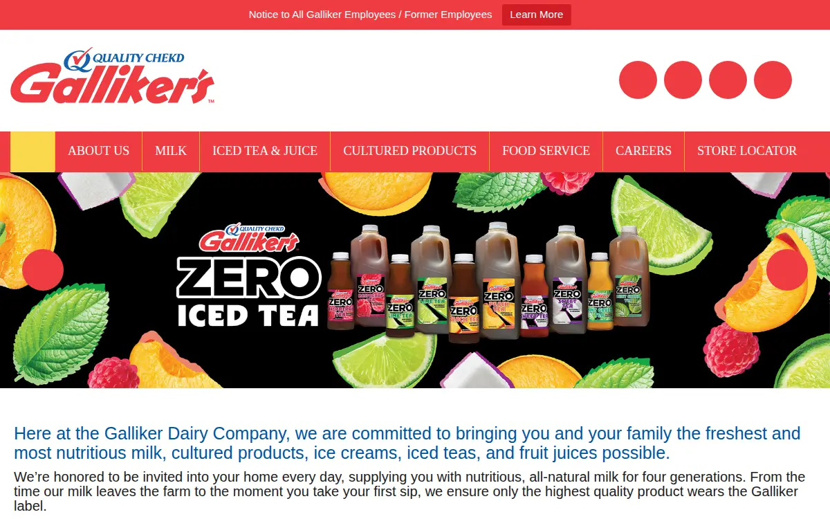 Homepage of Galliker Dairy Company