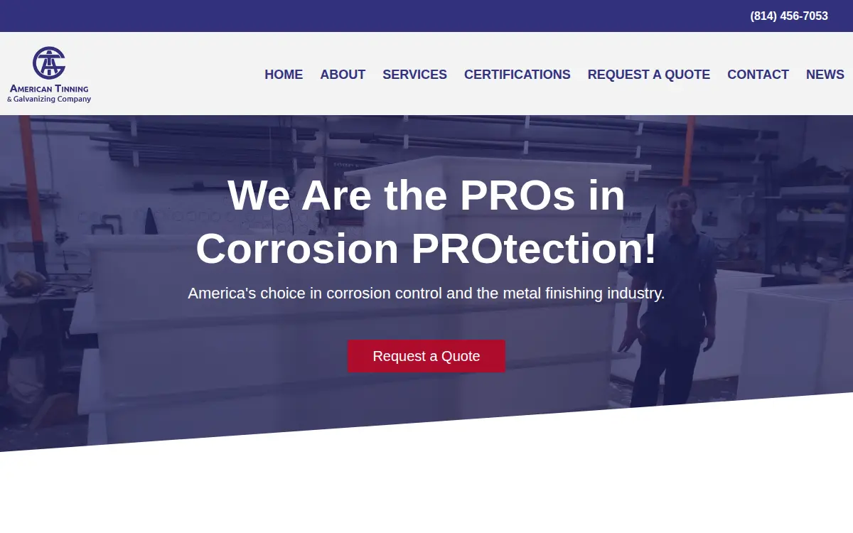 Homepage of American Tinning & Galvanizing CO