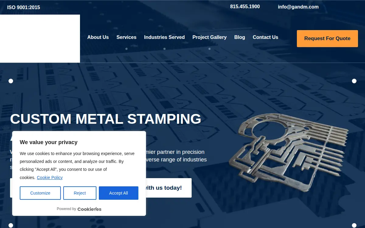 Homepage of G & M Manufacturing CORP