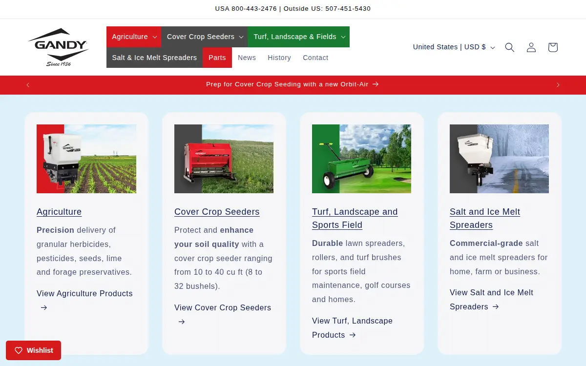 Homepage of Gandy Company