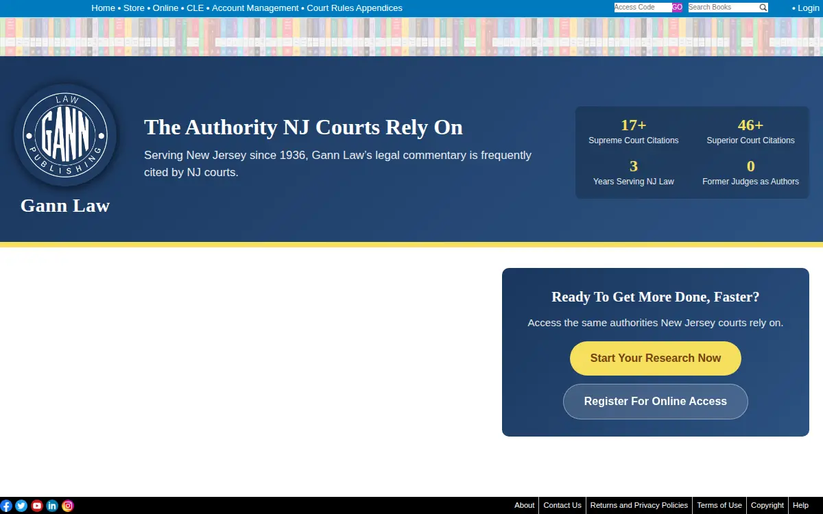 Homepage of Gann Law Books, INC.