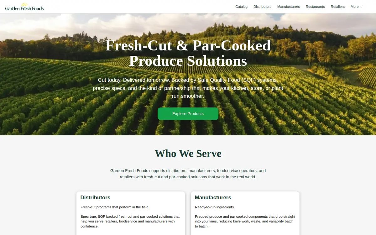 Homepage of Garden Fresh Foods, INC.