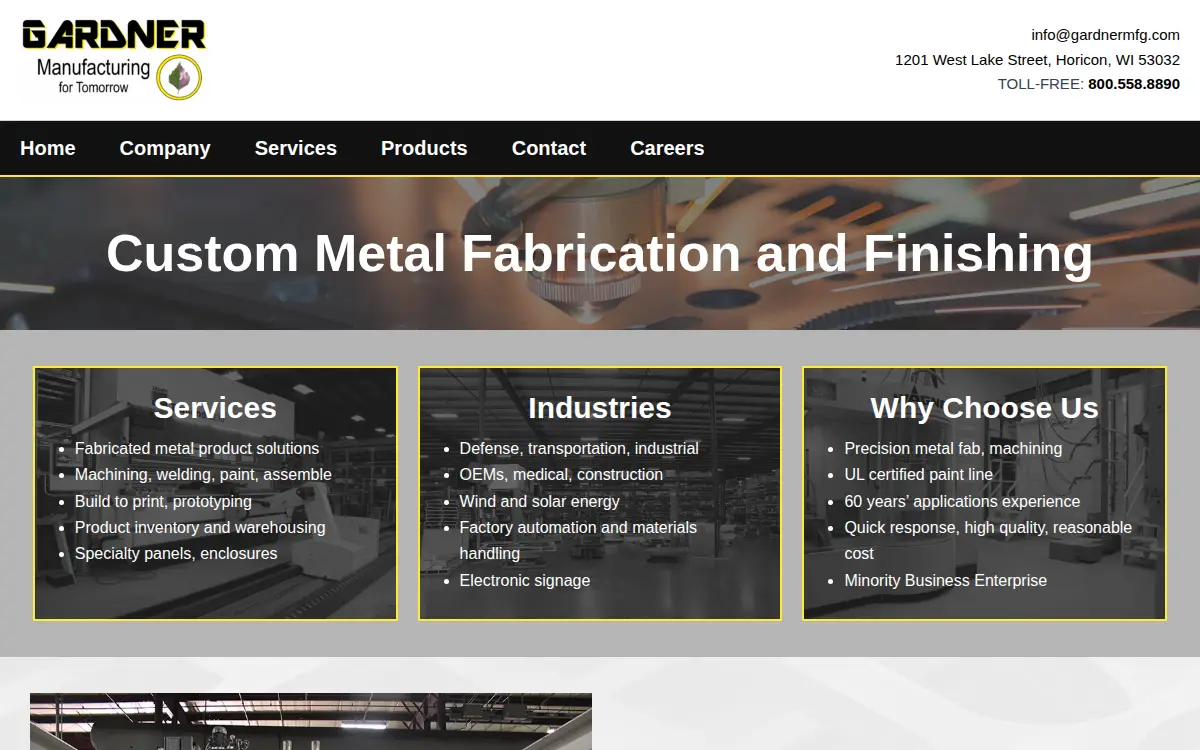 Homepage of Gardner Manufacturing CO